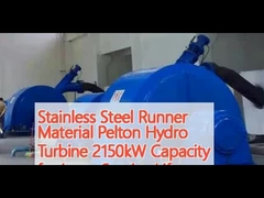 Material do corredor de aço inoxidável Turbina hidráulica Pelton 2150kW Capacidade para longa vida útil