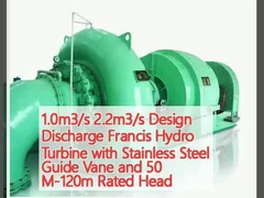 1.0m3/s 2.2m3/s Desenho de descarga Francis Turbina hidráulica com veia de guia de aço inoxidável e 50 M-120m cabeça nominal