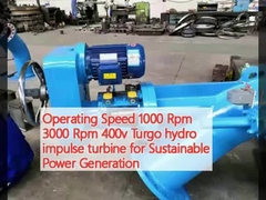 Velocidade de funcionamento 1000 Rpm 3000 Rpm 400v Turgo turbina de impulso hidráulico para geração de energia sustentável
