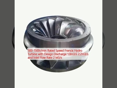 500-1500 r/min Velocidade nominal Turbina hidráulica Francis com descarga de projeto 1,0 m3/s 2,2 m3/s e taxa de fluxo de entrada 2 M3/s