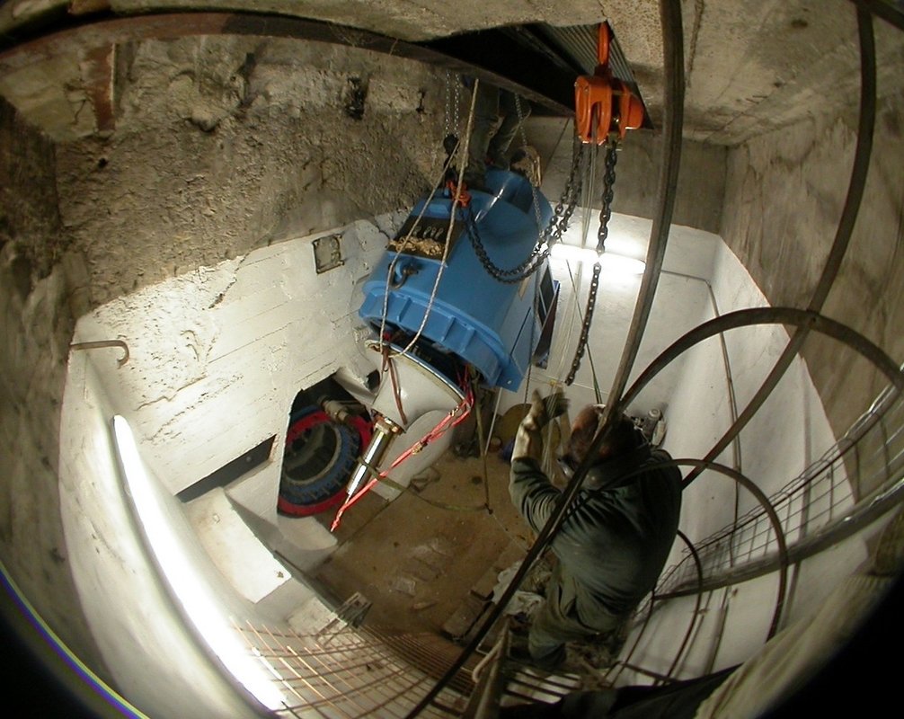 Sistema de geração de energia hidrelétrica de alta potência equipado com um diâmetro de corredor de 1,30 m